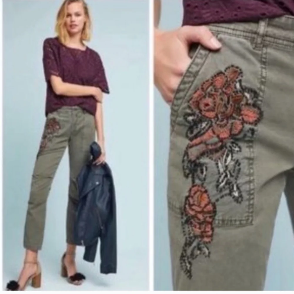 Anthropologie The Wanderer Beaded Denim Pant - 25